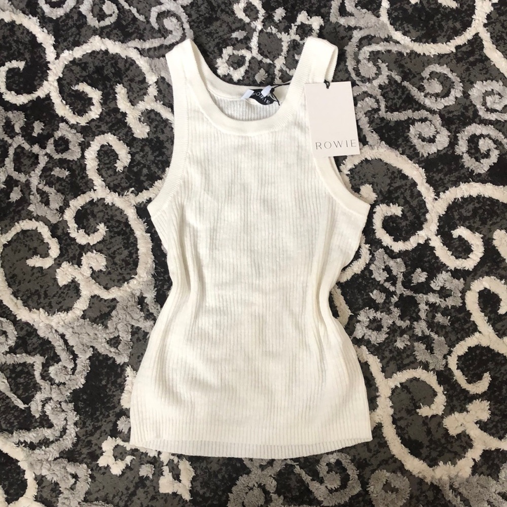 ROWIE THE LABEL Knit tank in Bone XS